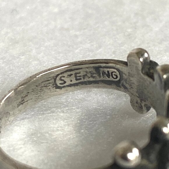 VTG Sterling Silver 925 Snake Eyes Round Turquoise Petit Point Ring Sz 5.75 - Picture 8 of 16